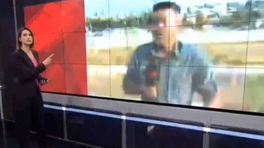 CNN Türk'ün canlı yayınında patlama! Muhabir yerinde zıpladı!
