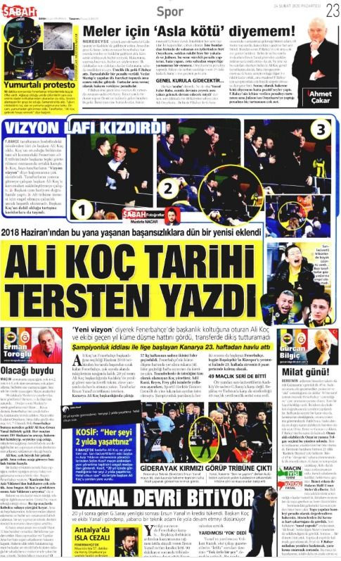 Hükûmete yakın gazeteler derbiyi unuttu Ali Koç'u hedefe koydu - Sayfa 2