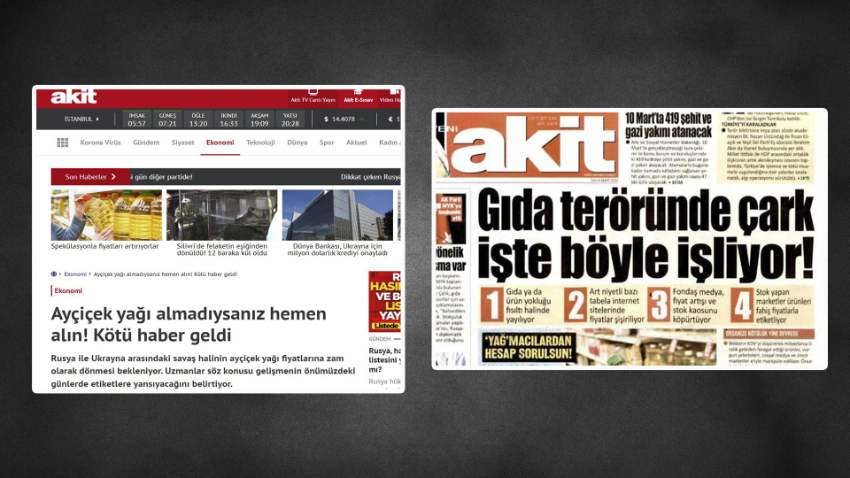 Yeni Akit Gazetesi'nin hesabı birbirine tutmadı! Önce 'yağ krizi' sonra 'gıda terörü' dediler