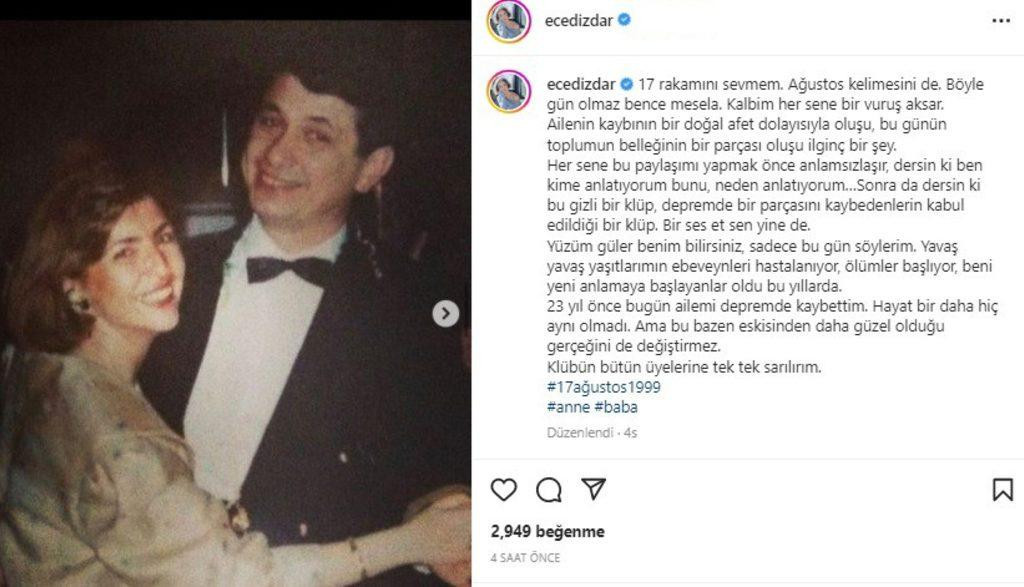 Depremde ailesini kaybetmişti: Ünlü oyuncu Ece Dizdar''dan yürek burkan 17  Ağustos paylaşımı! - Tarafsız ve Bağımsız son dakika Haberler
