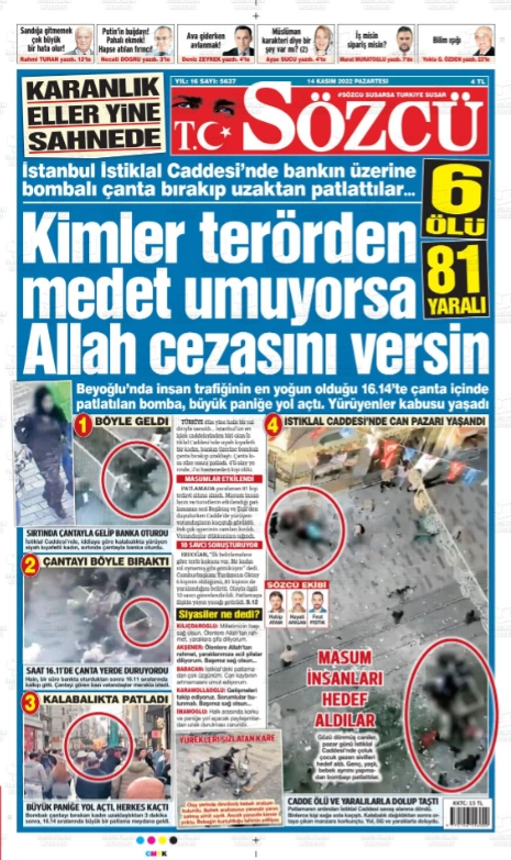 İstiklal Caddesi'ndeki patlamayı gazeteler nasıl gördü? - Sayfa 12