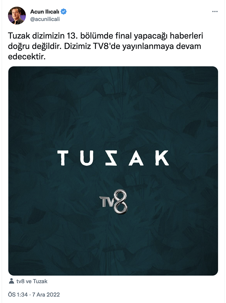 Acun Ilıcalı açıkladı! TV8'in yeni dizisi 'Tuzak' final mi yapıyor? - Sayfa 4