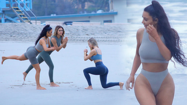Kim Kardashian sahilde spor yaptı! - Sayfa 1